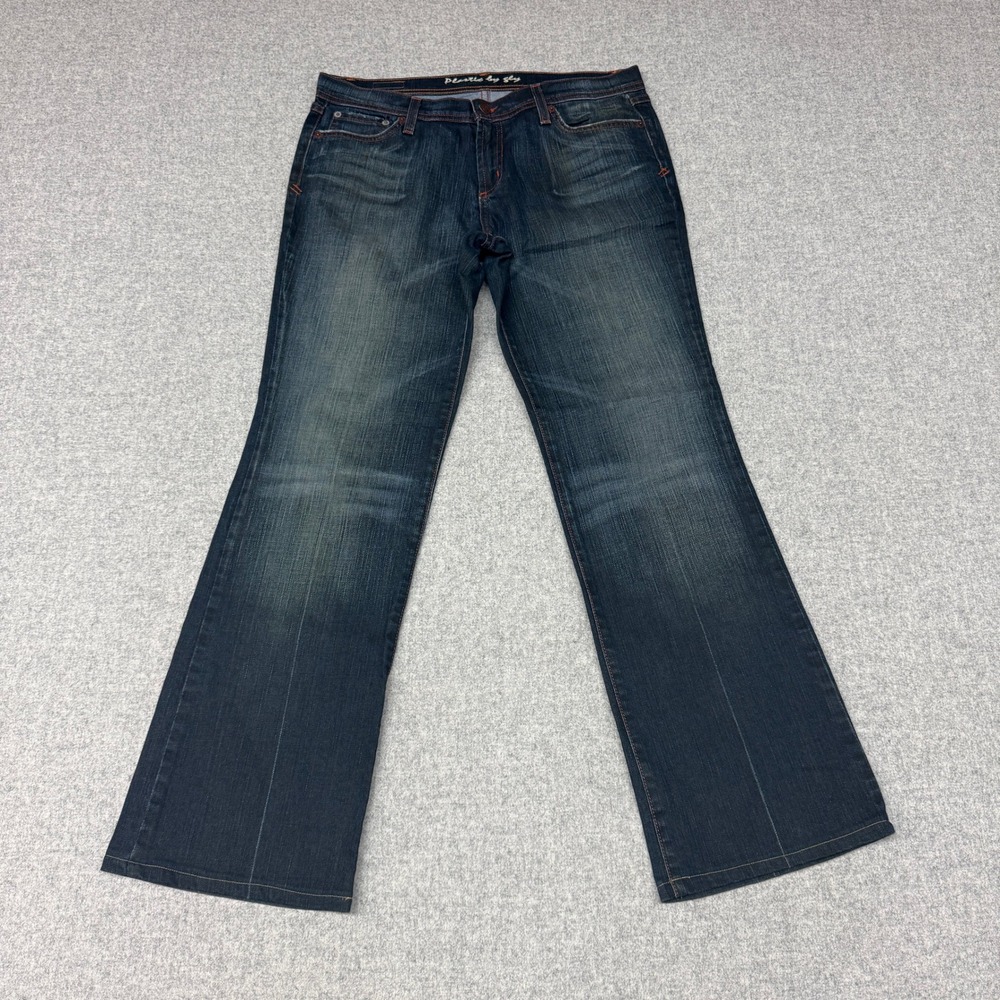 Plastic by Gly Bootcut Jeans Size 13 Dark Wash Blue Embroidered Denim USA Made